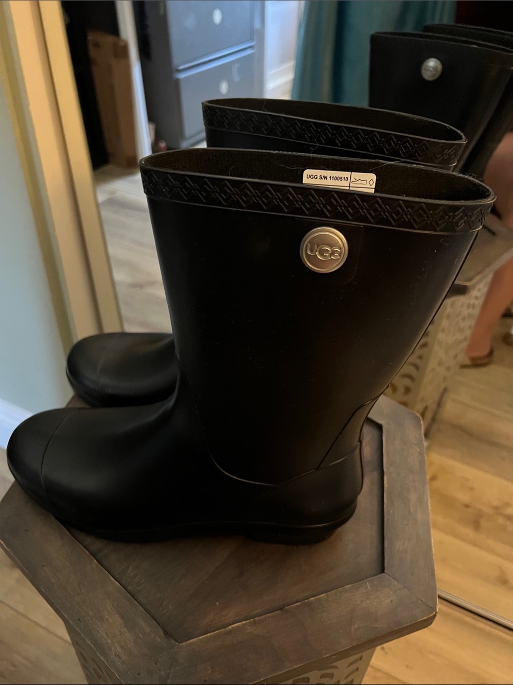 1 hour sale. UGG Black Short Rain Boots - Waterproof Pull-On Style - Picture 5 of 8